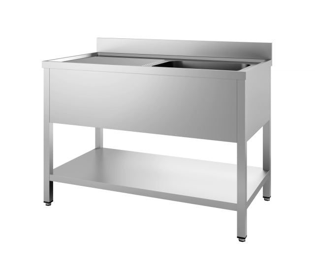 Combisteel 700 Stainless Steel Single Right Bowl Sink Flat Pack 1200mm Wide - 7452.0430 Combisteel