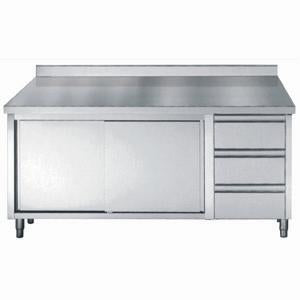Combisteel Worktable with Sliding Doors & Drawers - Stainless Steel - 1800mm Width - Upstand Design - Durable Commercial Workspace Combisteel