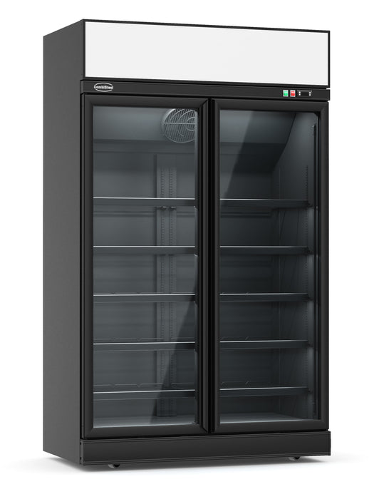 Combisteel Refrigerator 2 Glass Doors Black/Anthracite Ins 1000 R Bl