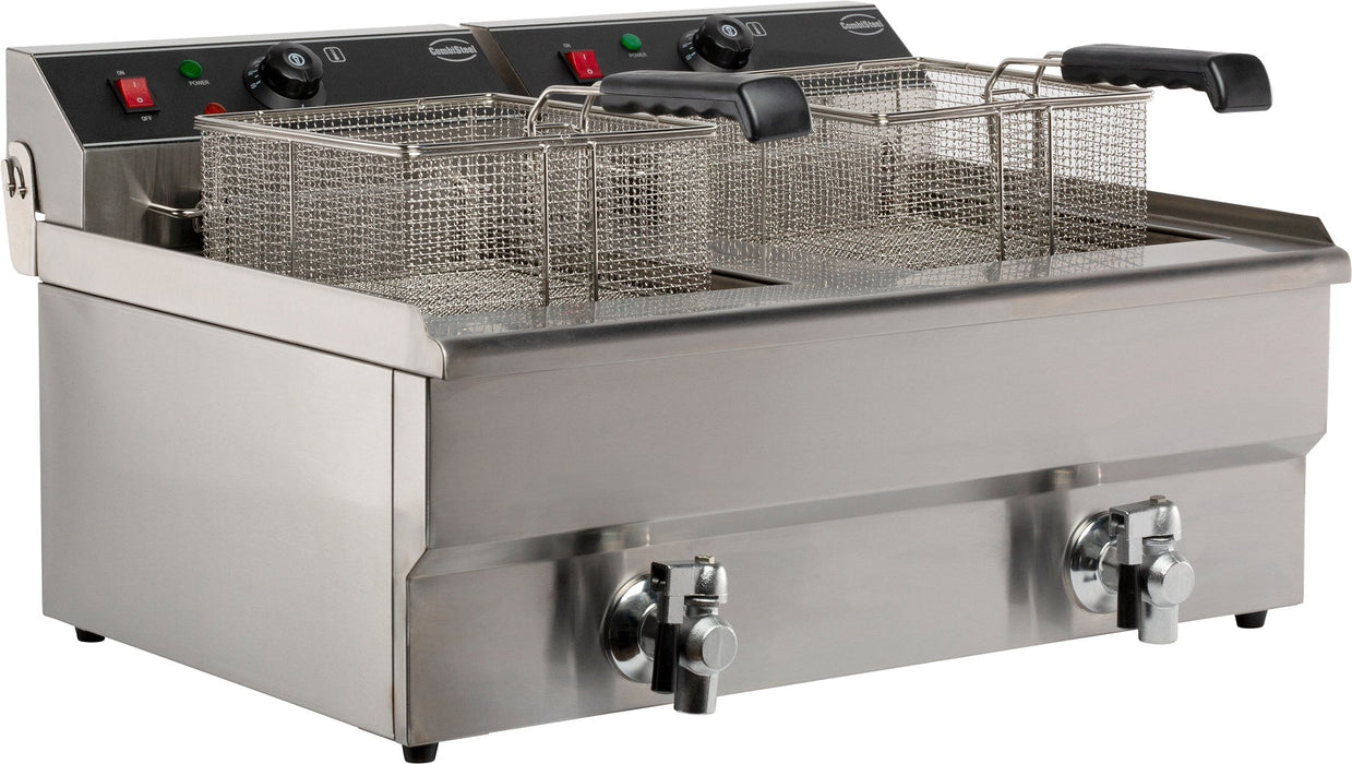 Combisteel Electric Counter Top Fryer Twin Tank 2 x 10 Litre 400v - 7455.1007 Combisteel