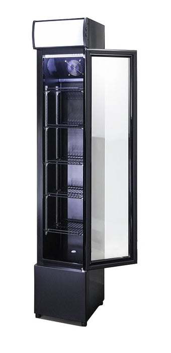 Combisteel Glass Door Refrigerator Narrow Black