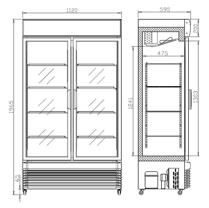 REFRIGERATOR 2 GLASS DOORS BEZ-750 GD