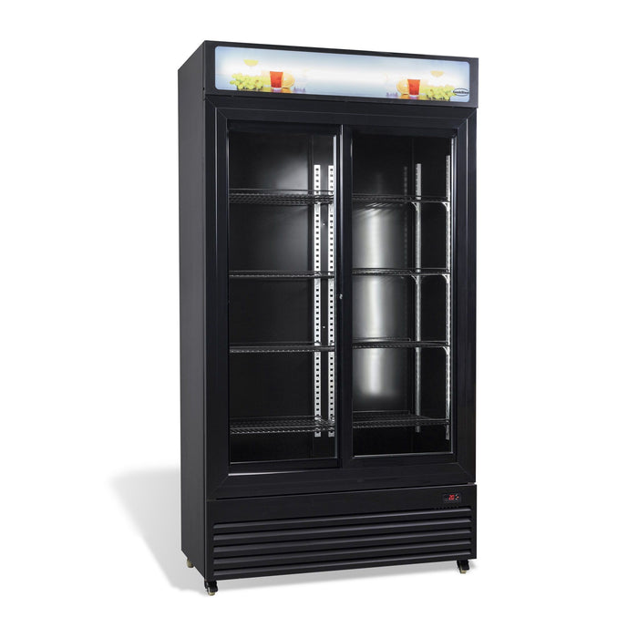 Combisteel Refrigerator with Sliding Glass Doors - 780L Capacity - Black Finish - BEZ 780 SL Model - Efficient Cooling - Commercial Use