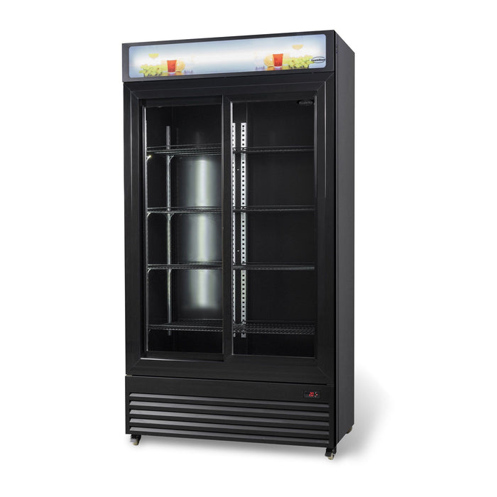 Combisteel Refrigerator with Sliding Glass Doors - 780L Capacity - Black Finish - BEZ 780 SL Model - Efficient Cooling - Commercial Use