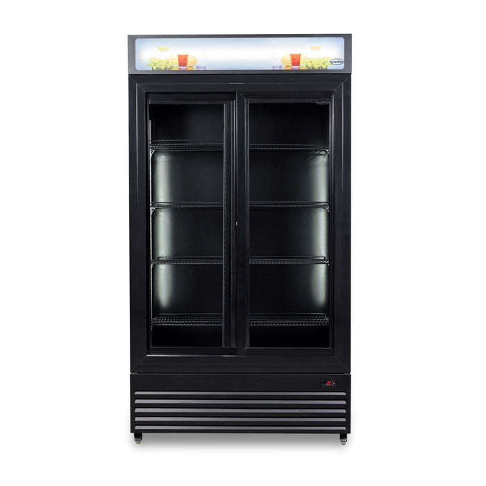 Combisteel Refrigerator with Sliding Glass Doors - 780L Capacity - Black Finish - BEZ 780 SL Model - Efficient Cooling - Commercial Use