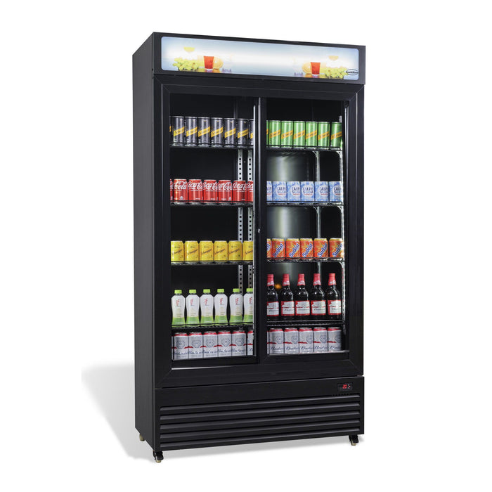 Combisteel Refrigerator with Sliding Glass Doors - 780L Capacity - Black Finish - BEZ 780 SL Model - Efficient Cooling - Commercial Use