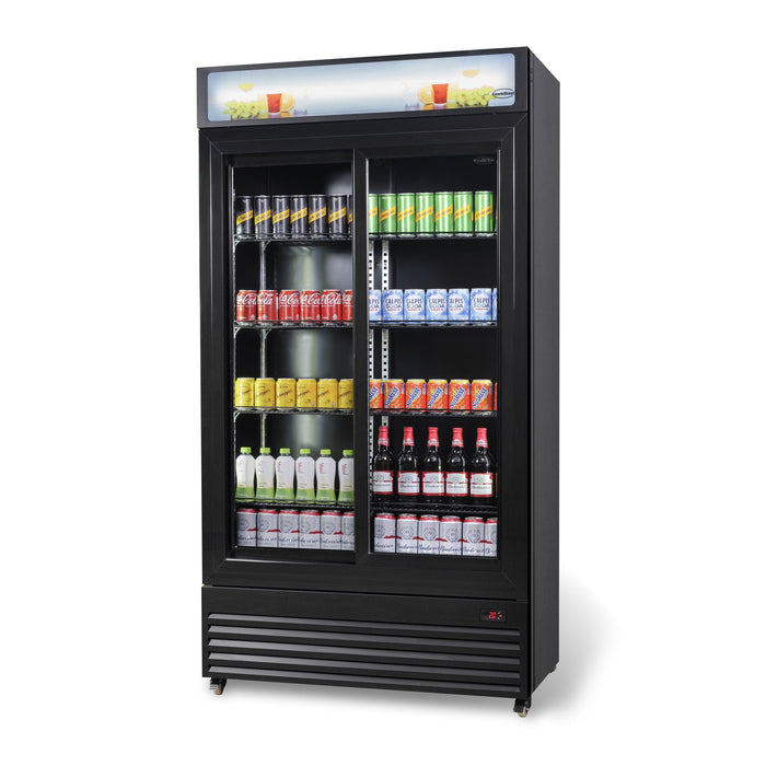 Combisteel Refrigerator with Sliding Glass Doors - 780L Capacity - Black Finish - BEZ 780 SL Model - Efficient Cooling - Commercial Use