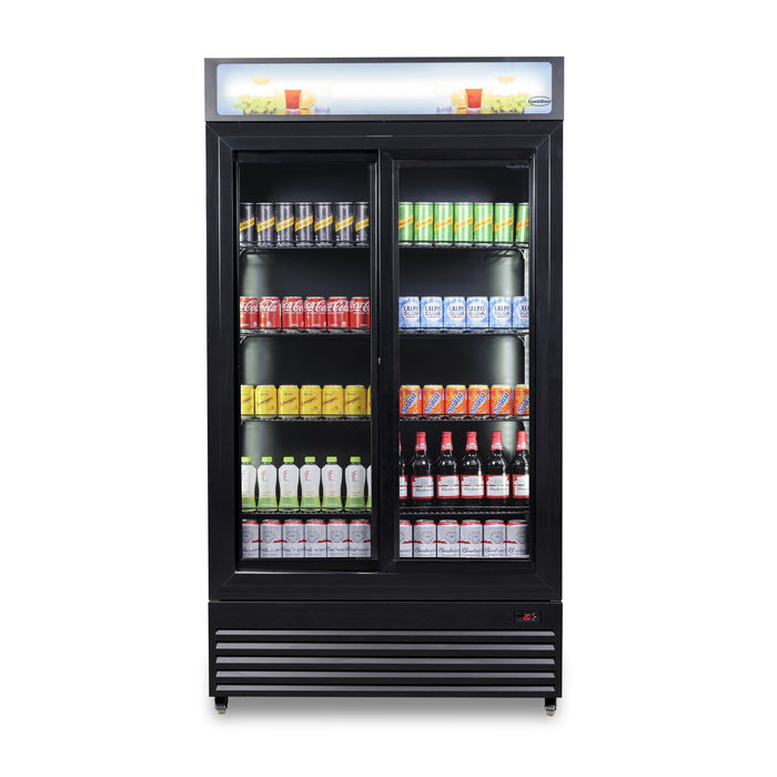 Combisteel Refrigerator with Sliding Glass Doors - 780L Capacity - Black Finish - BEZ 780 SL Model - Efficient Cooling - Commercial Use