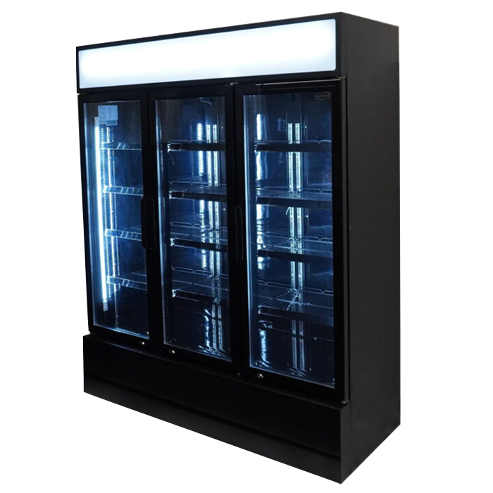 Combisteel 3 Glass Door Refrigerator - Black - 1200 Ltr Capacity - Ventilated Cooling - LED Lighting - Professional Catering Fridge