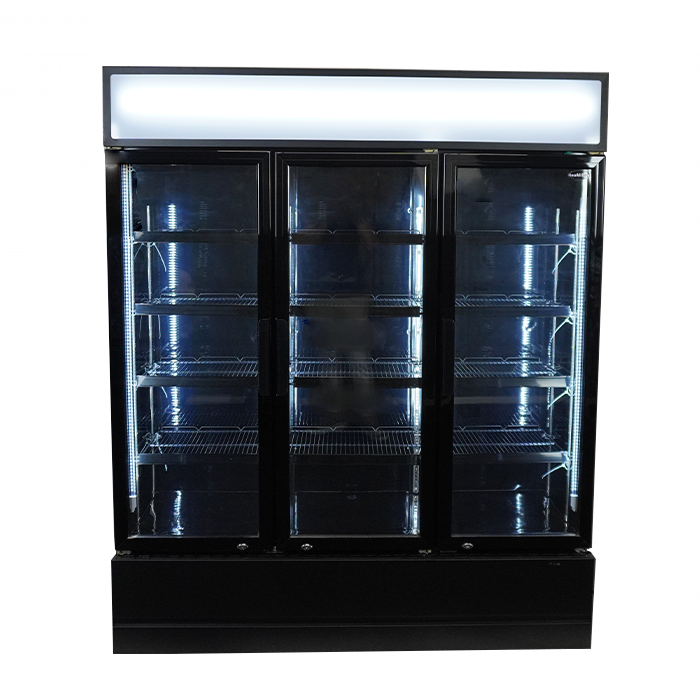 Combisteel 3 Glass Door Refrigerator - Black - 1200 Ltr Capacity - Ventilated Cooling - LED Lighting - Professional Catering Fridge