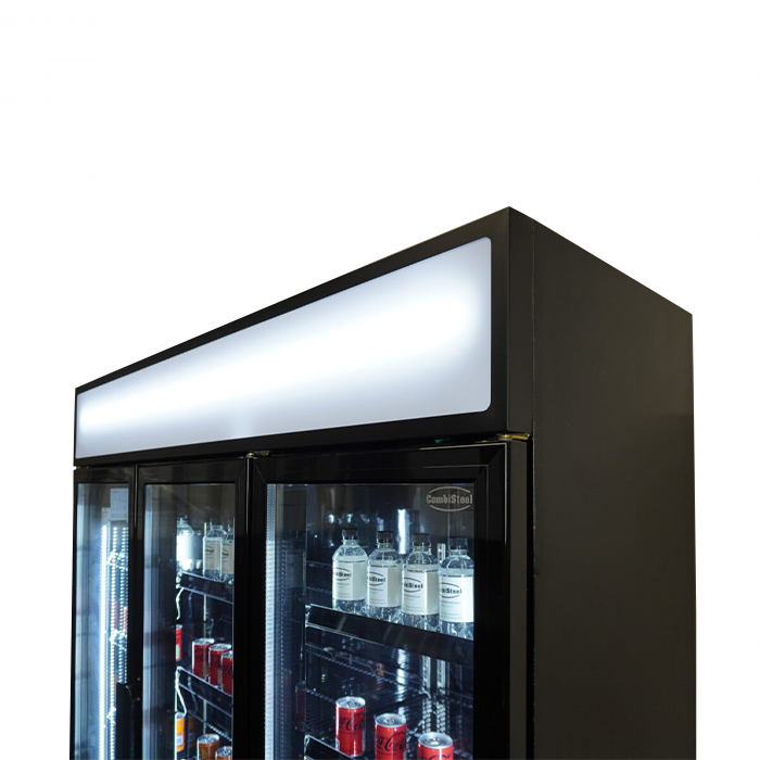 Combisteel 3 Glass Door Refrigerator - Black - 1200 Ltr Capacity - Ventilated Cooling - LED Lighting - Professional Catering Fridge