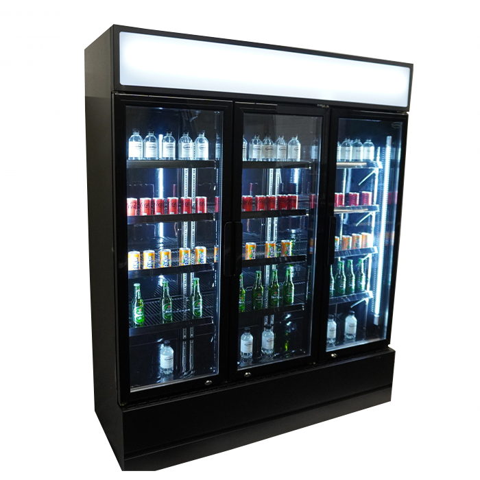 Combisteel 3 Glass Door Refrigerator - Black - 1200 Ltr Capacity - Ventilated Cooling - LED Lighting - Professional Catering Fridge