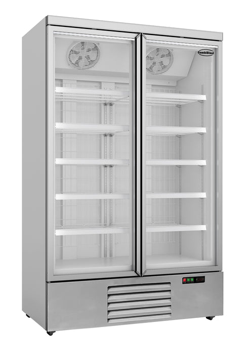 Combisteel JDE-1000F Freezer - 2 Glass Doors - Ventilated Cooling - LED Lighting - Energy-Efficient