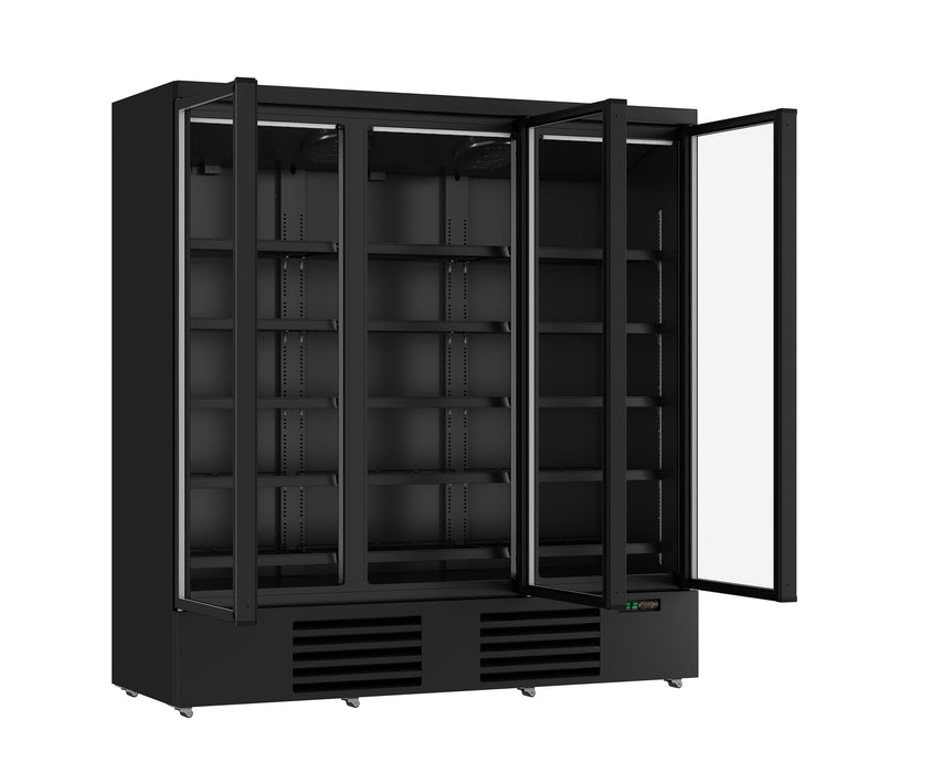 Combisteel Refrigerator with 3 Glass Doors Black - Model JDE-1530R Bl - Spacious Design - Energy Efficient - Ideal for Commercial Use