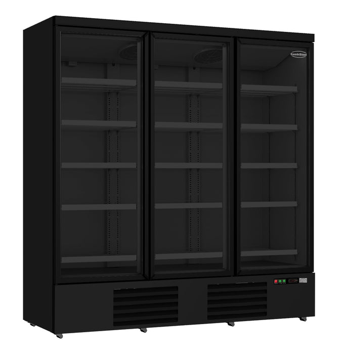 Combisteel Refrigerator with 3 Glass Doors Black - Model JDE-1530R Bl - Spacious Design - Energy Efficient - Ideal for Commercial Use