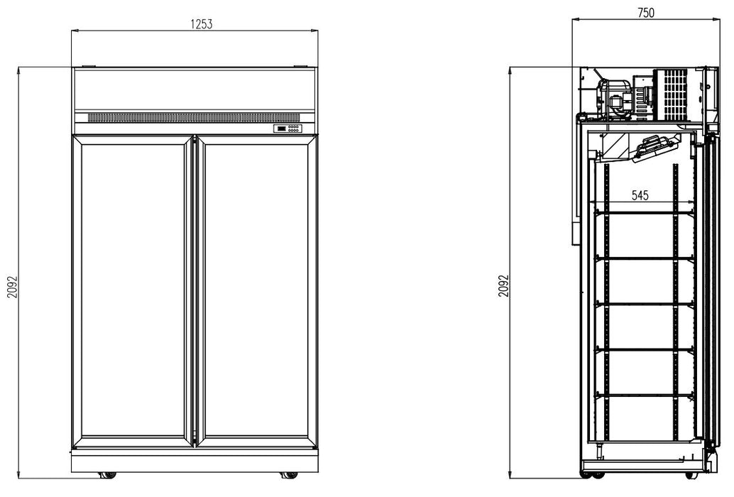 REFRIGERATOR 2 GLASS DOORS INS-1000R