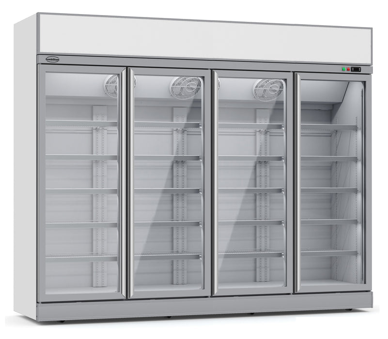 Combisteel Refrigerator with 4 Glass Doors - 2060L Capacity - Ventilated Cooling - Stainless Steel - Commercial Use - Transport On Request