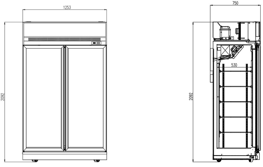 FREEZER 2 GLASS DOORS INS-1000F