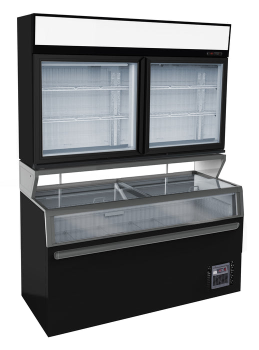 WALL MOUNTED COLD/FREEZER UNIT BLACK 2 GLASS DOORS