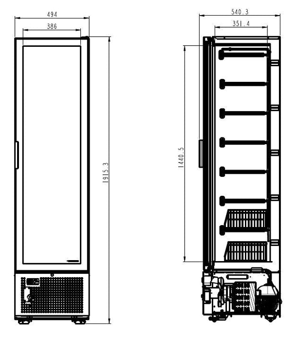Combisteel Single Glass Door Display Freezer 221 Litre White - 7464.0050 Combisteel