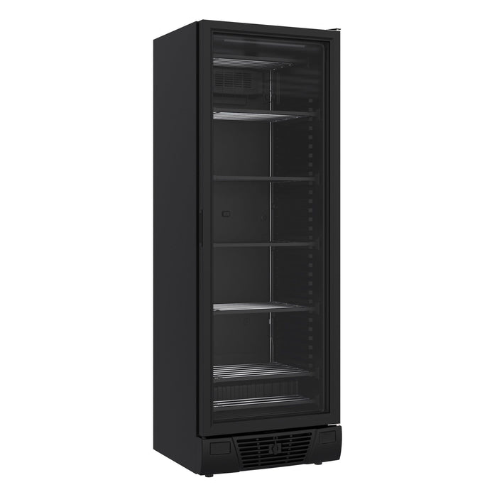 Combisteel Freezer 1 Glass Door - Black - 382L Capacity - -18°C to -24°C - Energy Label C - LED Lights - Static Cooling - Lockable