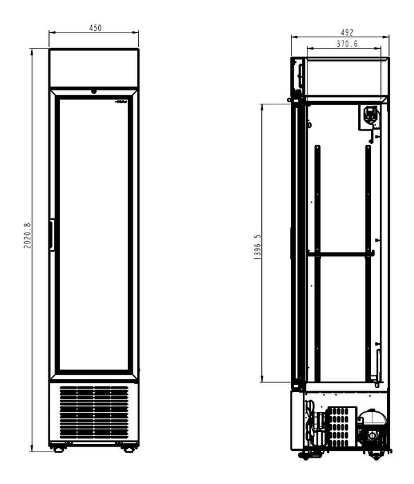 REFRIGERATOR 1 GLASS DOOR BLACK 232L *TRANSPORT ON REQUEST*