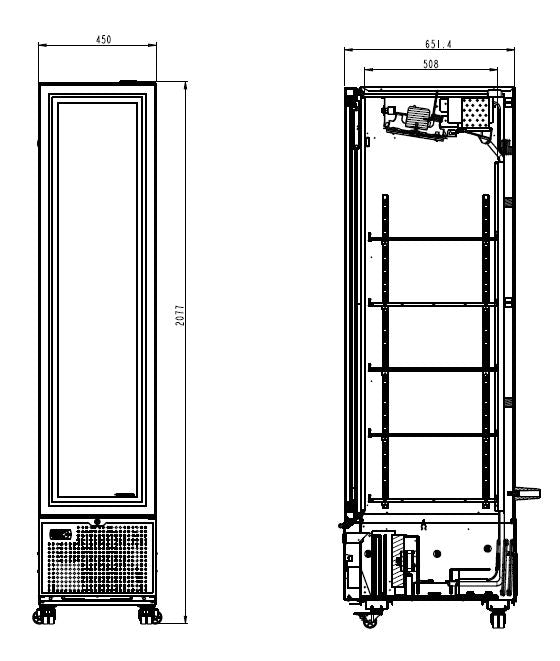 REFRIGERATOR 1 GLASS DOOR BLACK 348L *TRANSPORT ON REQUEST* Combisteel