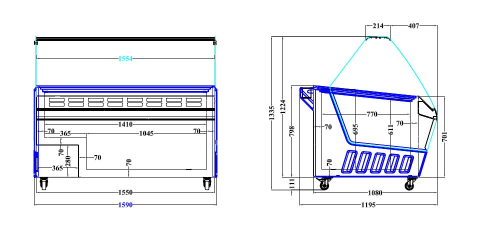 Combisteel Ice Cream Display Hawai - 16x 5L Capacity - Ventilated Cooling - LED Lights - Compact Design for Gelato & Dessert Storage Combisteel