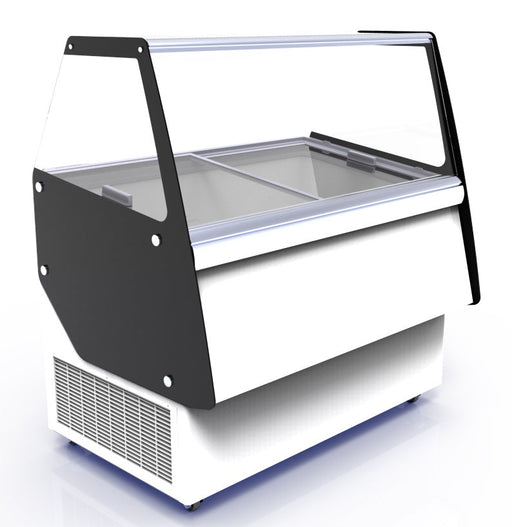 Combisteel Ice Cream Display Cuba - 13x 5L Capacity - Curved Glass - Ventilated Cooling - LED Lighting - Automatic Defrost Combisteel