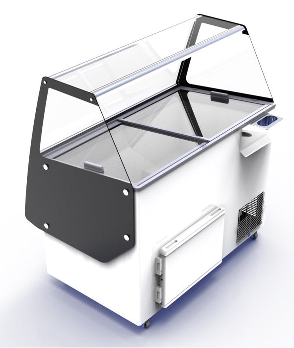 Combisteel Ice Cream Display Cuba - 13x 5L Capacity - Curved Glass - Ventilated Cooling - LED Lighting - Automatic Defrost Combisteel