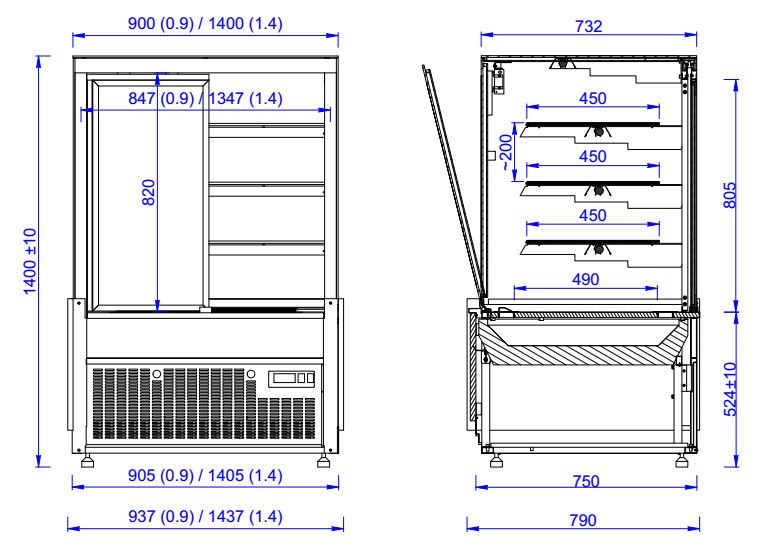 Combisteel Cold Display Nero 1.4 - 4 Tiers - Ventilated Cooling - LED Lighting - Black Finish - Ideal for Food Display - Energy Efficient Combisteel