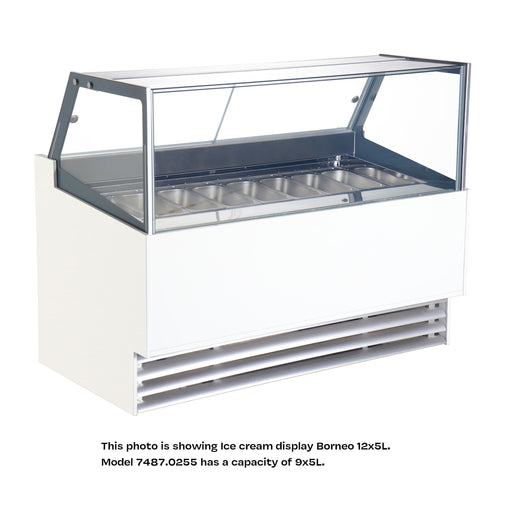 Combisteel Ice Cream Display Phuket - 9x5L Capacity - Static Cooling - LED Lighting - Freestanding - Black - Compact Design - R290 Refrigerant Combisteel