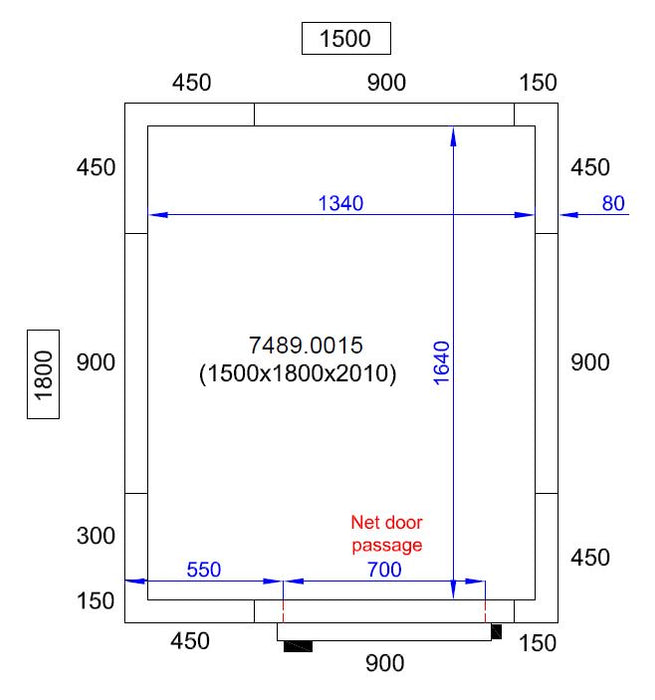 Combisteel Cold & Freezer Room - 1500x1800x2010mm - Ventilated Cooling - Automatic Defrost - Stainless Steel Construction 7489.0015