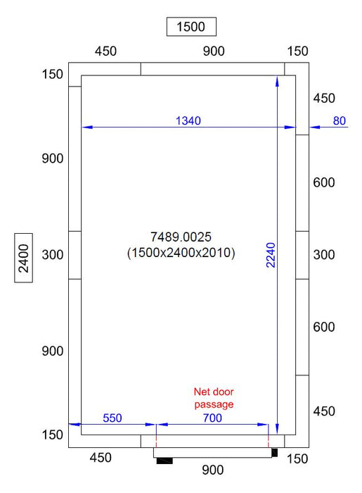 Combisteel Cold and Freezer Room - 1500x2400x2010mm - Stainless Steel - High Capacity - Energy Efficient - Automatic Defrost System 7489.0025