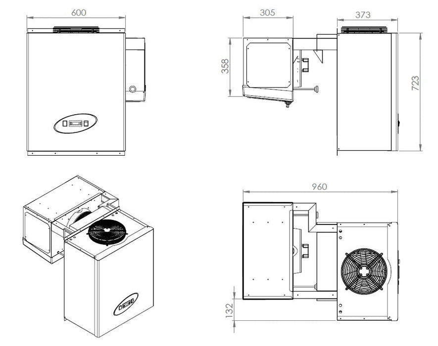 Combisteel Positive Wall-Mounted Straddle Type Unit - 9.1-13 m³ Capacity - R290 Cooling Agent - Energy-Efficient - 230V, 0.85kW Combisteel
