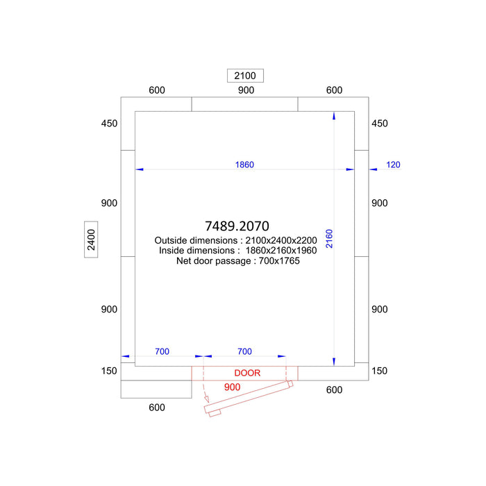 COLD AND FREEZER ROOM - 2.1m x 2.4m x 2.2m - 120mm TRANSPORT ON REQUEST