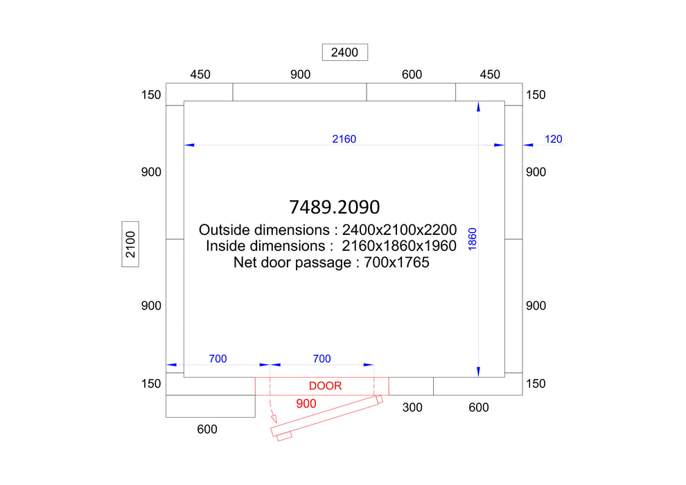 COLD AND FREEZER ROOM 2400x2100x2200 - 120 MM