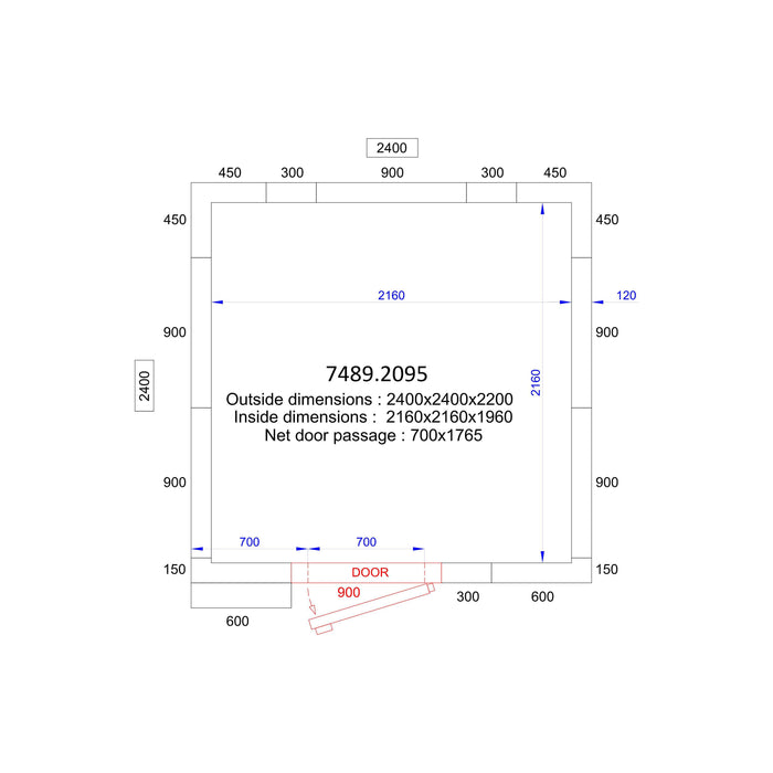 Combisteel Cold & Freezer Room - 2400x2400x2200mm - 120mm Insulation - Pro Line - Lockable Door - Energy-Efficient Commercial Storage