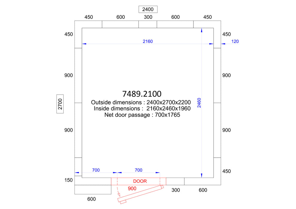 COLD AND FREEZER ROOM 2400x2700x2200 - 120 MM