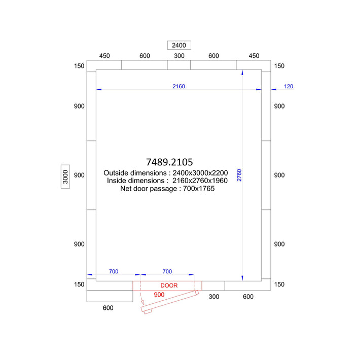 Combisteel Cold And Freezer Room - 2.4m x 3m x 2.2m - 120 Mm - 7489.2105