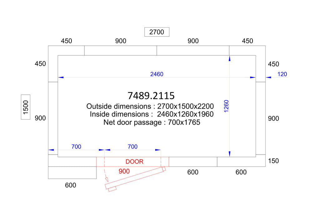 Combisteel Cold and Freezer Room - 2700x1500x2200mm - Pro Line - 9.5m³ Capacity - Lockable Door - 120mm Insulation Thickness