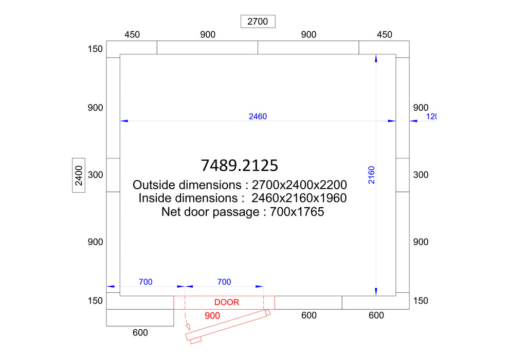 Combisteel Cold & Freezer Room - 2700x2400x2200mm - 120mm Insulation - Energy-Efficient Design for Versatile Storage Needs