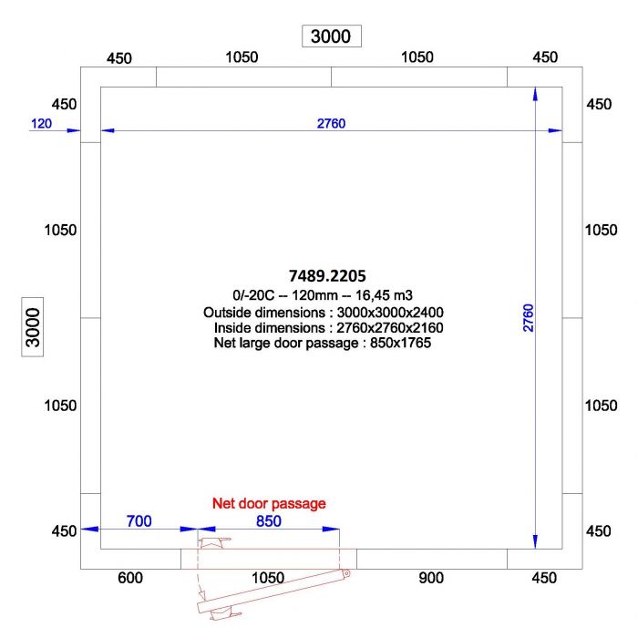 Combisteel Cold And Freezer Room - 3m x 3m x 2.4m - 120 Mm - Transport On Request