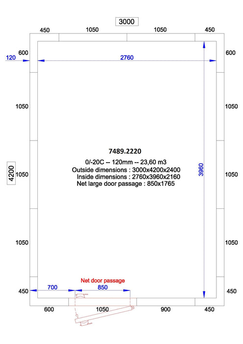 COLD AND FREEZER ROOM 3000x4200x2400 - 120 MM  *TRANSPORT ON REQUEST*