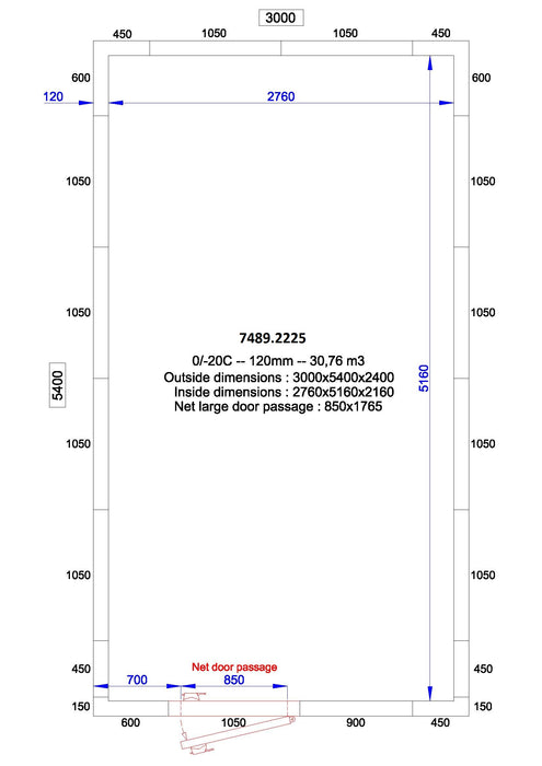 Combisteel Cold and Freezer Room – 3000x5400x2400mm - 120mm Insulation - Commercial Refrigeration Solution