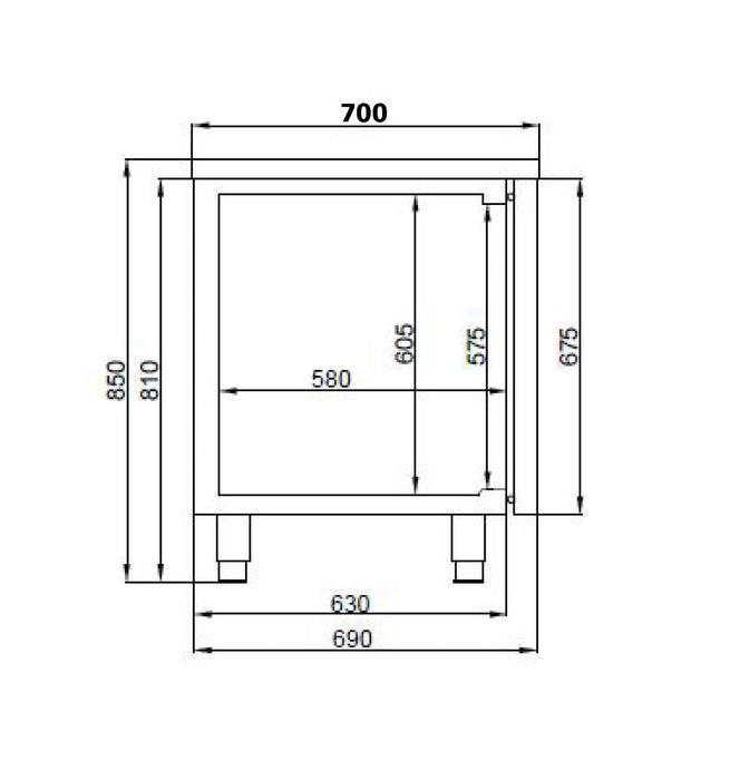 700 REFRIGERATED COUNTER 3 DOORS EXCL. MOTOR Combisteel