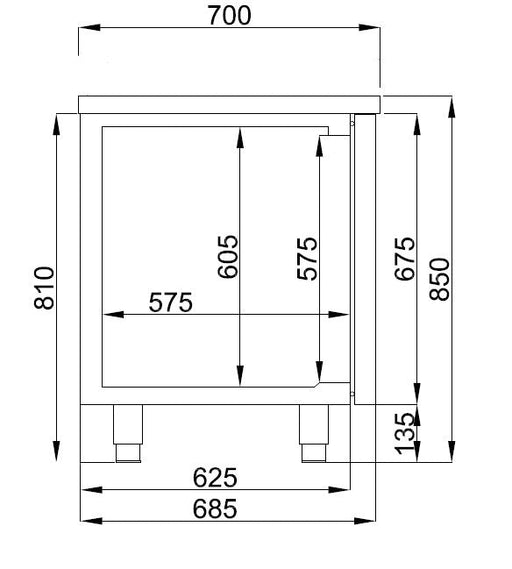 Combisteel Refrigerated Counter - 3 Doors - Stainless Steel - Ventilated Cooling - Energy-Efficient - 700 Depth - GN Compatible - Automatic Defrost Combisteel