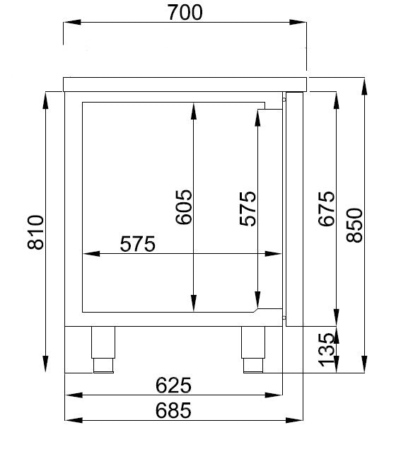 Combisteel Refrigerated Counter - 3 Doors - Stainless Steel - Ventilated Cooling - Energy-Efficient - 700 Depth - GN Compatible - Automatic Defrost Combisteel
