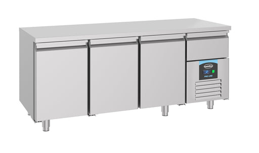 Combisteel Refrigerated Counter - 3 Doors - Stainless Steel - Ventilated Cooling - Energy-Efficient - 700 Depth - GN Compatible - Automatic Defrost Combisteel