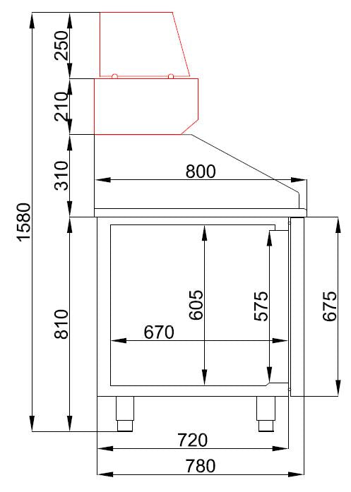 Combisteel Pizza Counter - 3 Doors - Stainless Steel - Ventilated Cooling - +2/+8°C Temperature - Commercial Kitchen Prep Station